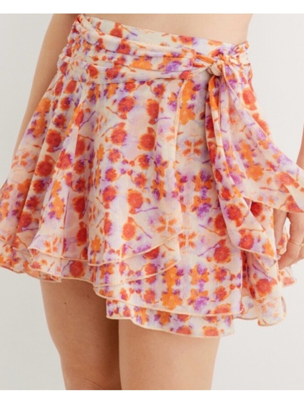 AERIE orange purple wrap skirt sz XS